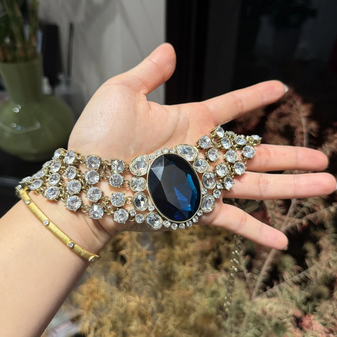 铜仿水晶项链 欧美重工项链设计感个性轻奢高级感颈链