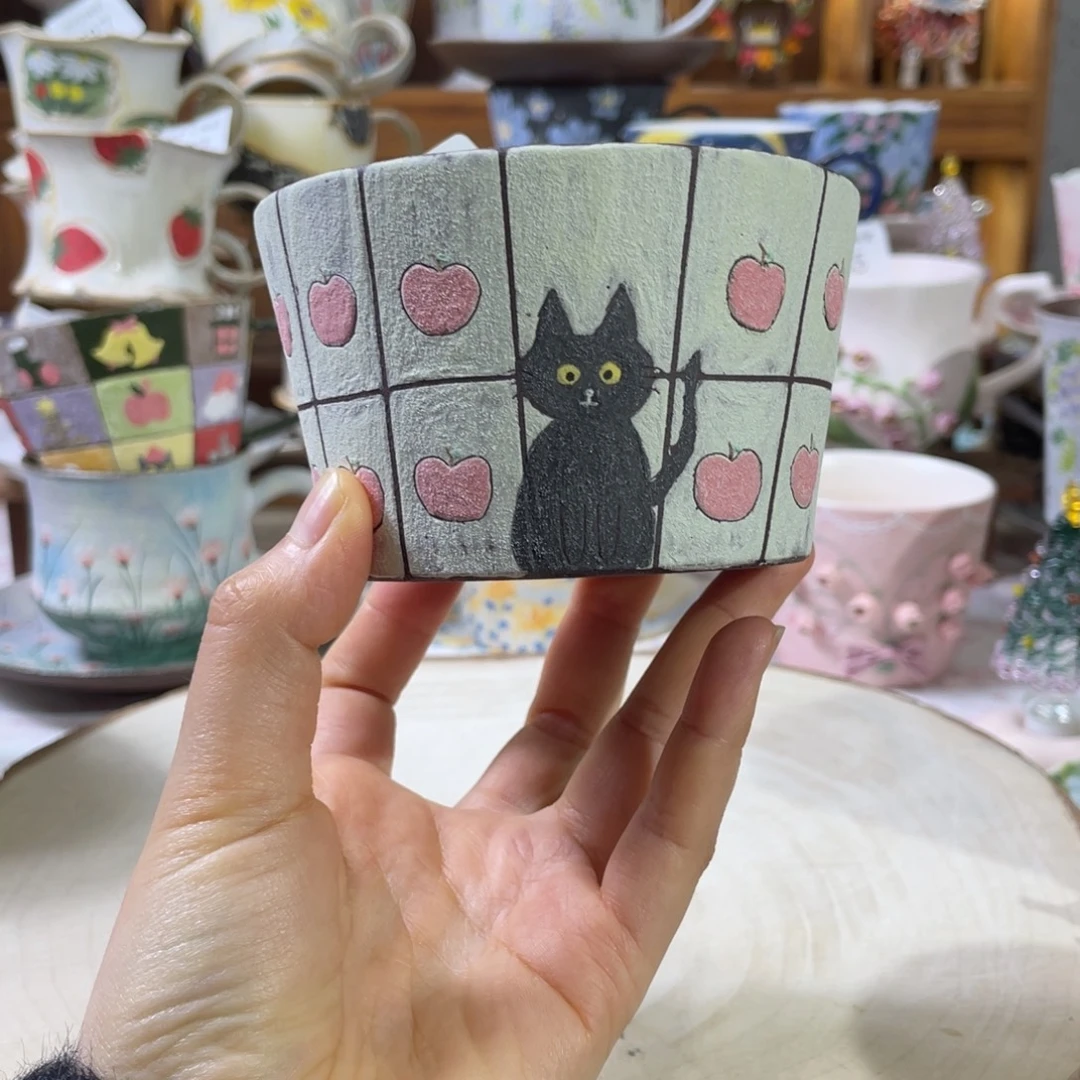 景德镇手工岩彩紫砂杯671