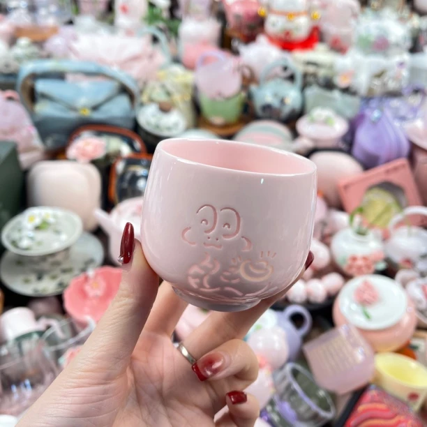 【直播专享】粉色玲珑小蛇主人杯女士专用茶杯