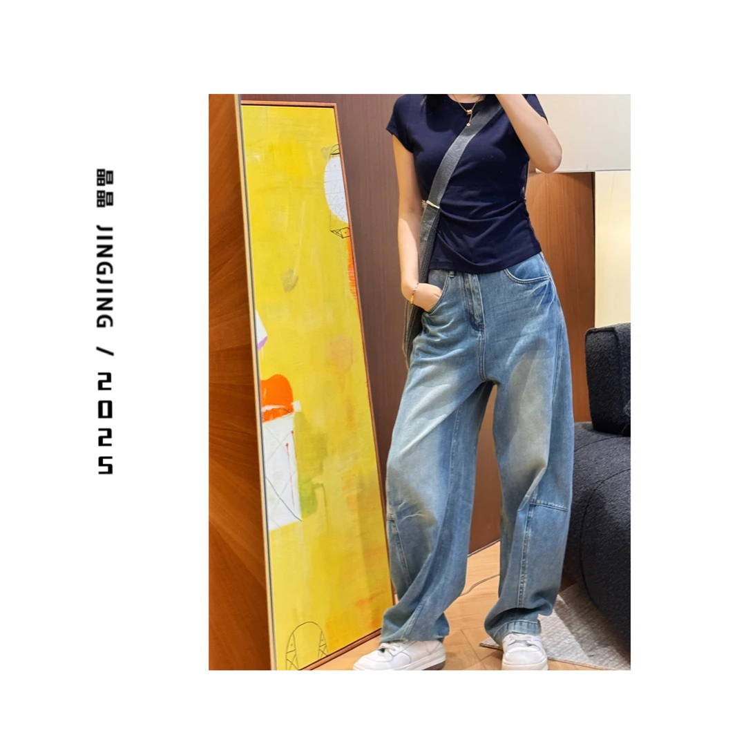 小晶儿 JJ cloakroom | 【黑黑】夏季小众随性慵懒垂感宽松弯刀裤