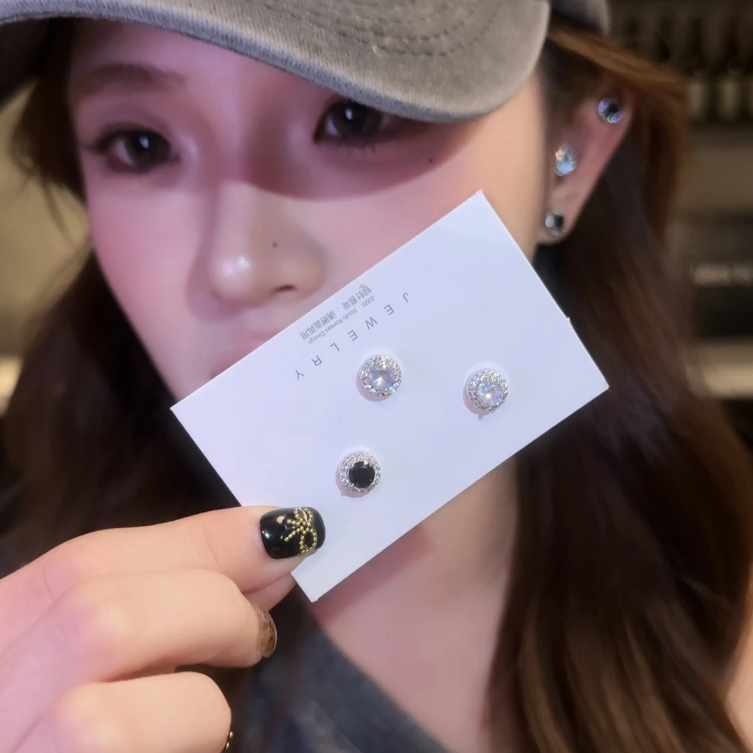 铜合金合成锆石耳饰 磁吸耳夹女免打孔复古无需耳洞耳饰女简约