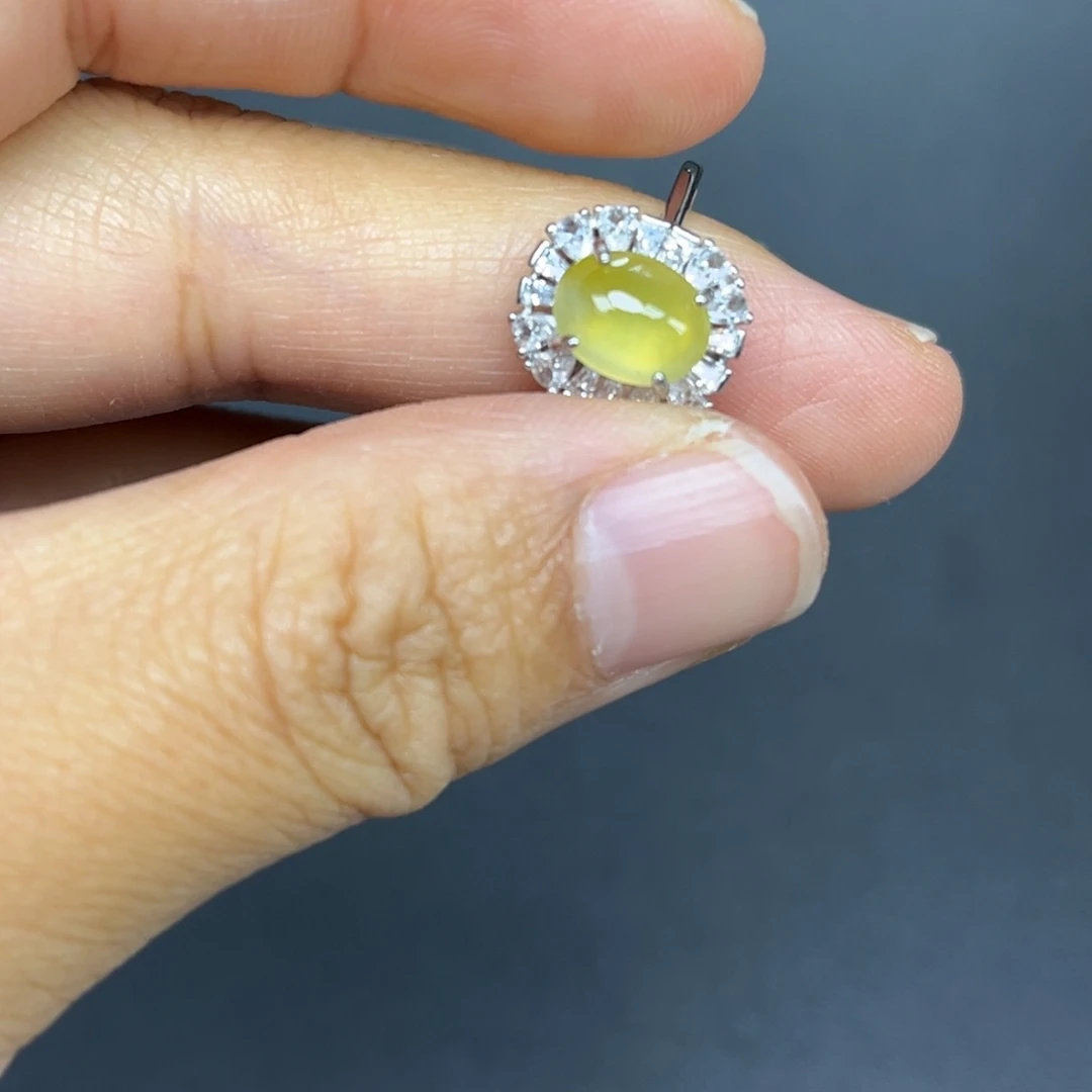 翡翠银S925镶嵌耳饰