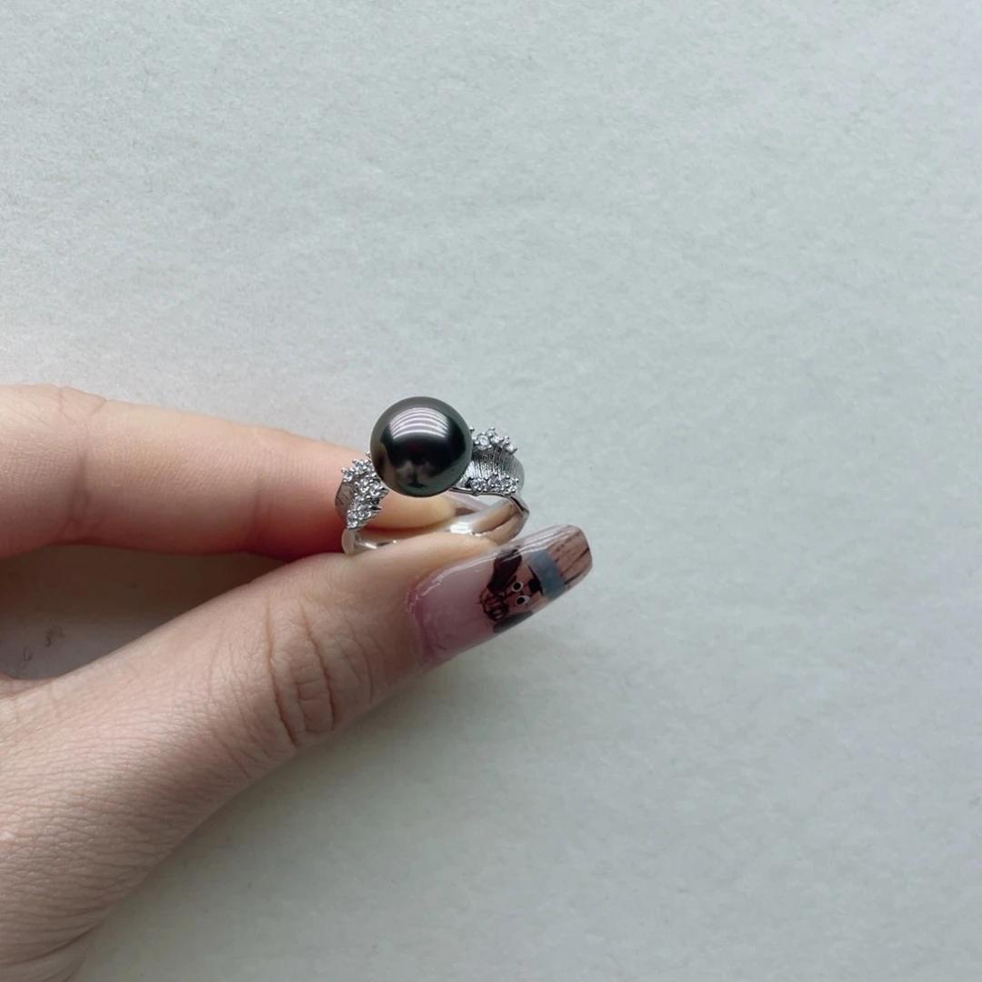 海水珍珠戒指银S925镶嵌A24