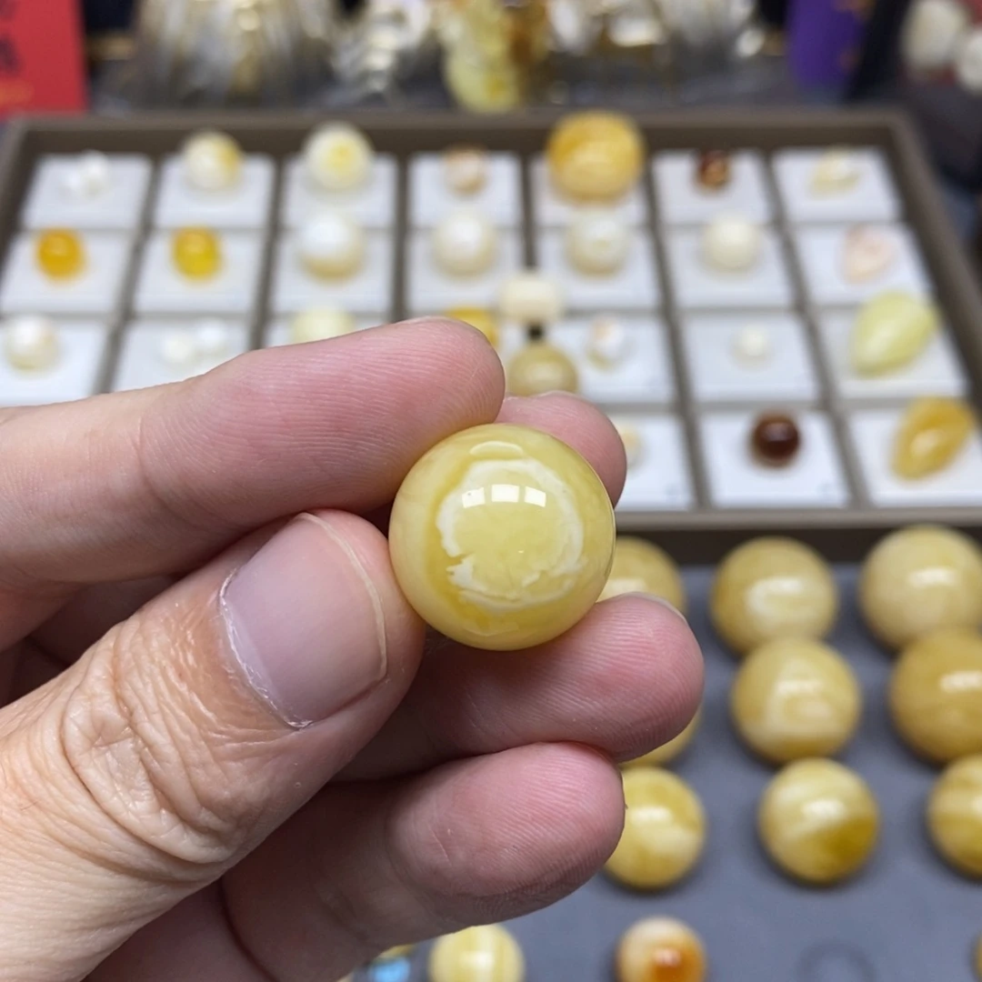 琥珀未镶嵌珠宝奇石18圆珠