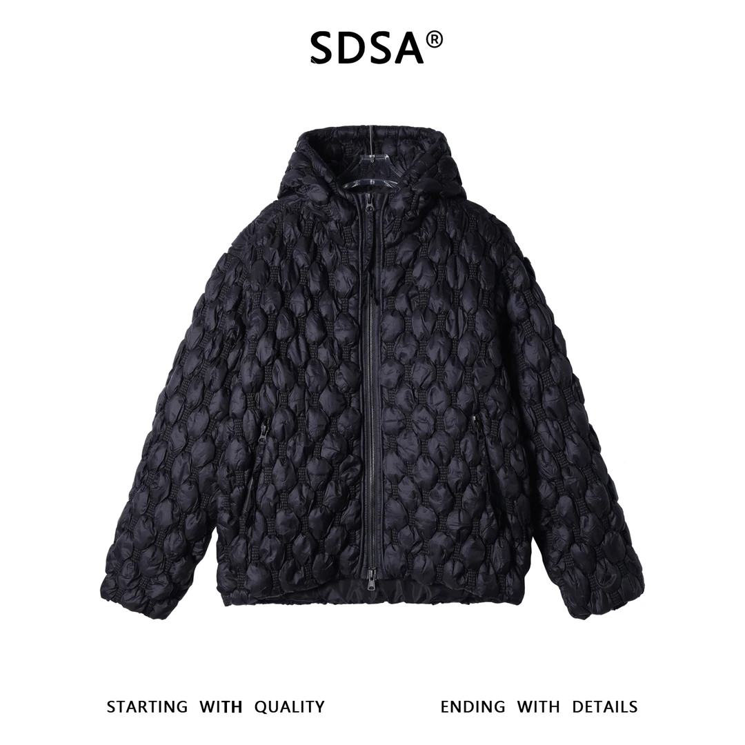 SDSA秋冬新款痞帅男装简约纯色白鹅羽绒服外套拉链立领连帽高级感