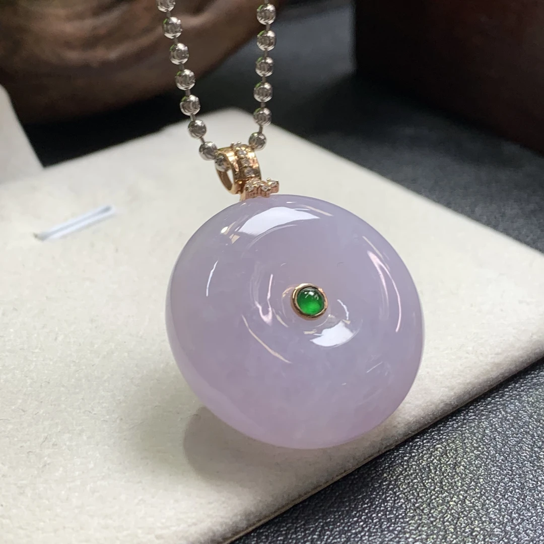 【金鑫】18K紫罗兰翡翠无事柱*18k冰胶紫罗兰无事牌正缅A货