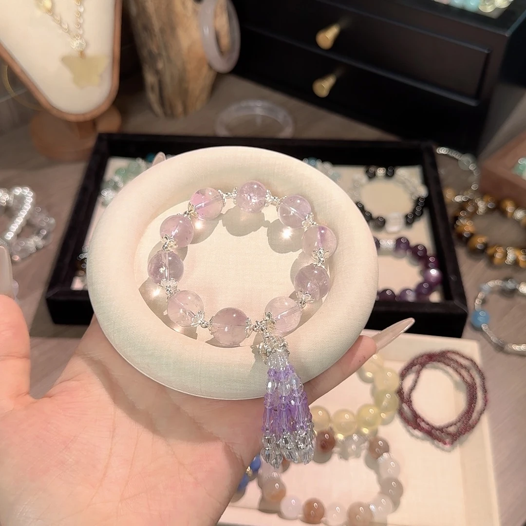 裤***枪水晶手链未镶嵌紫