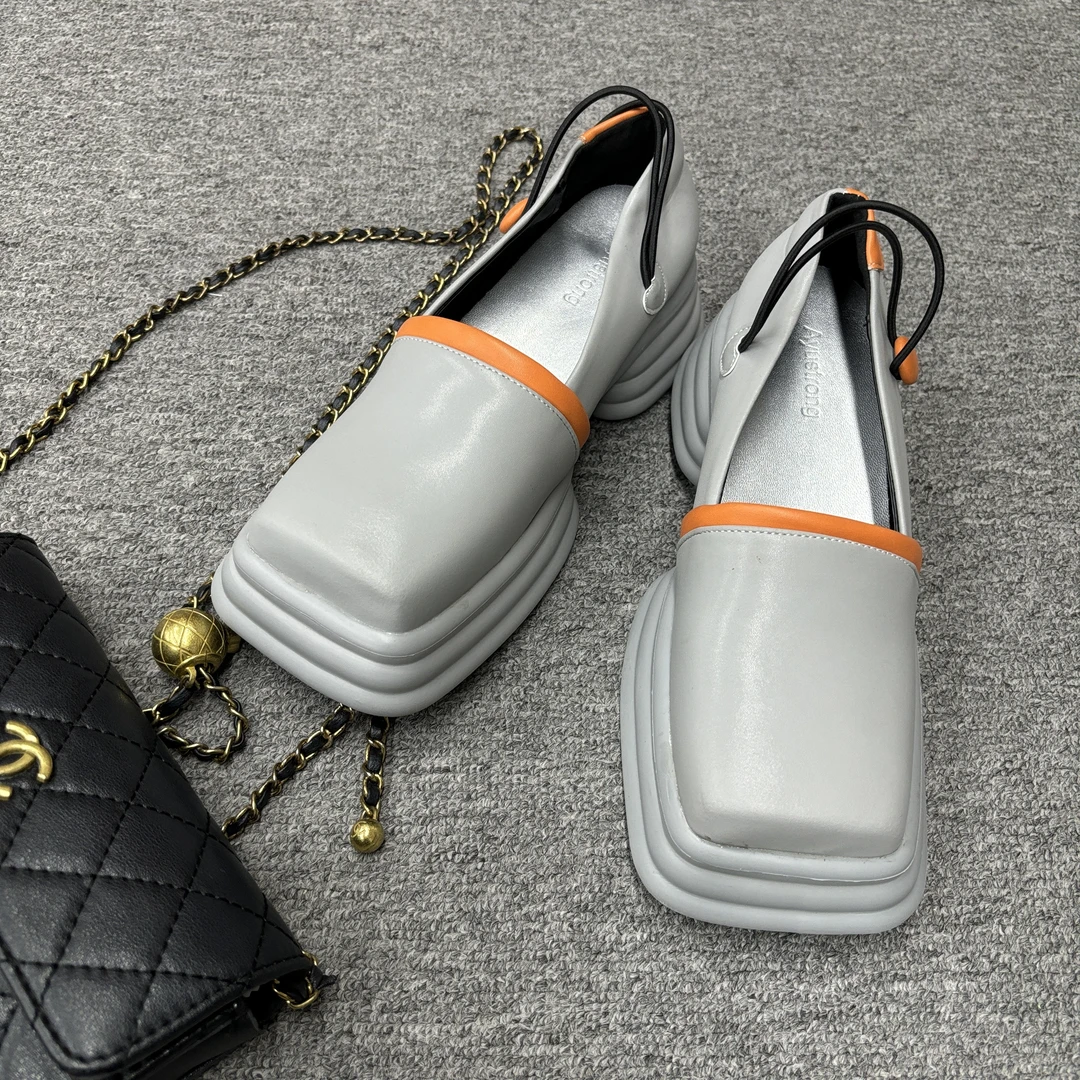 W0624自留款欧货潮牌时尚个性当头厚底鞋