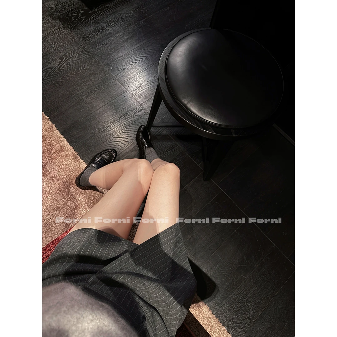 FORNI 新闻女王  职场OL风色织条纹不规则A字包臀半身裙