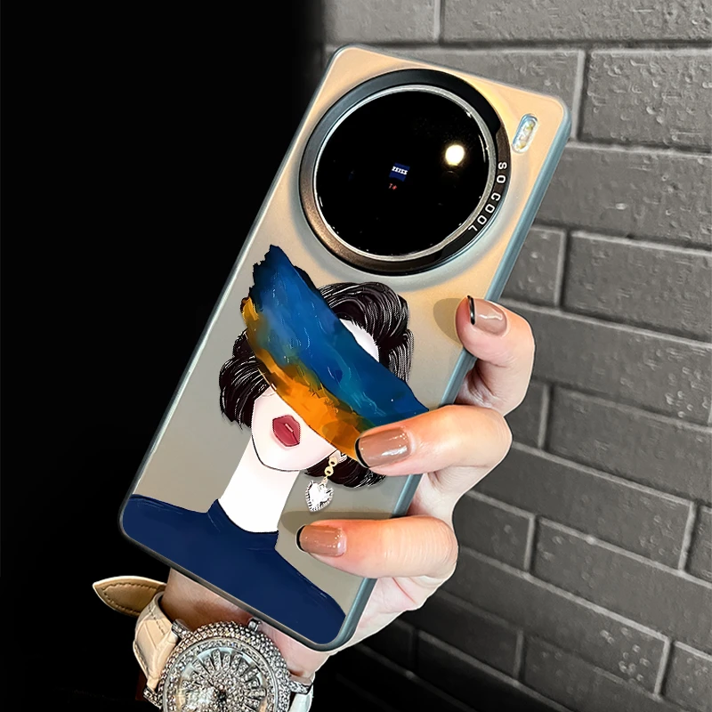 适用VIVOX200ULTRA手机壳X200S创意蒙眼女人保护套X100PRO防摔X90