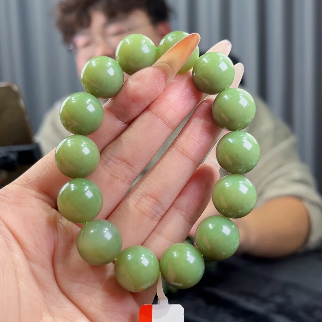 和田玉未镶嵌手串天然和田玉新疆若羌青黄口手串16