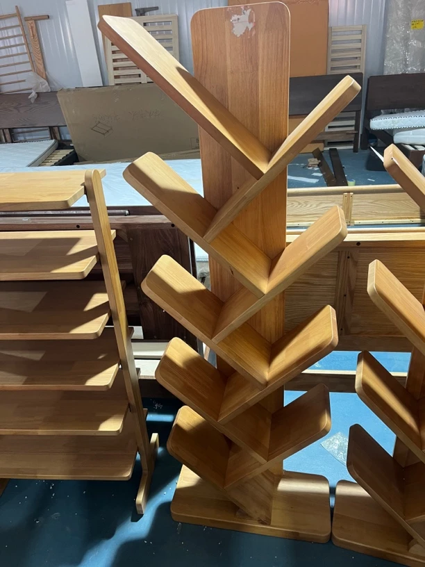 书架橡胶木实木书架高样品清