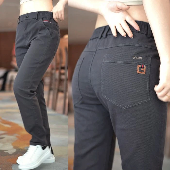 2025年秋季新款男士松紧腰弹力休闲裤中年商务直筒修身百搭长裤潮