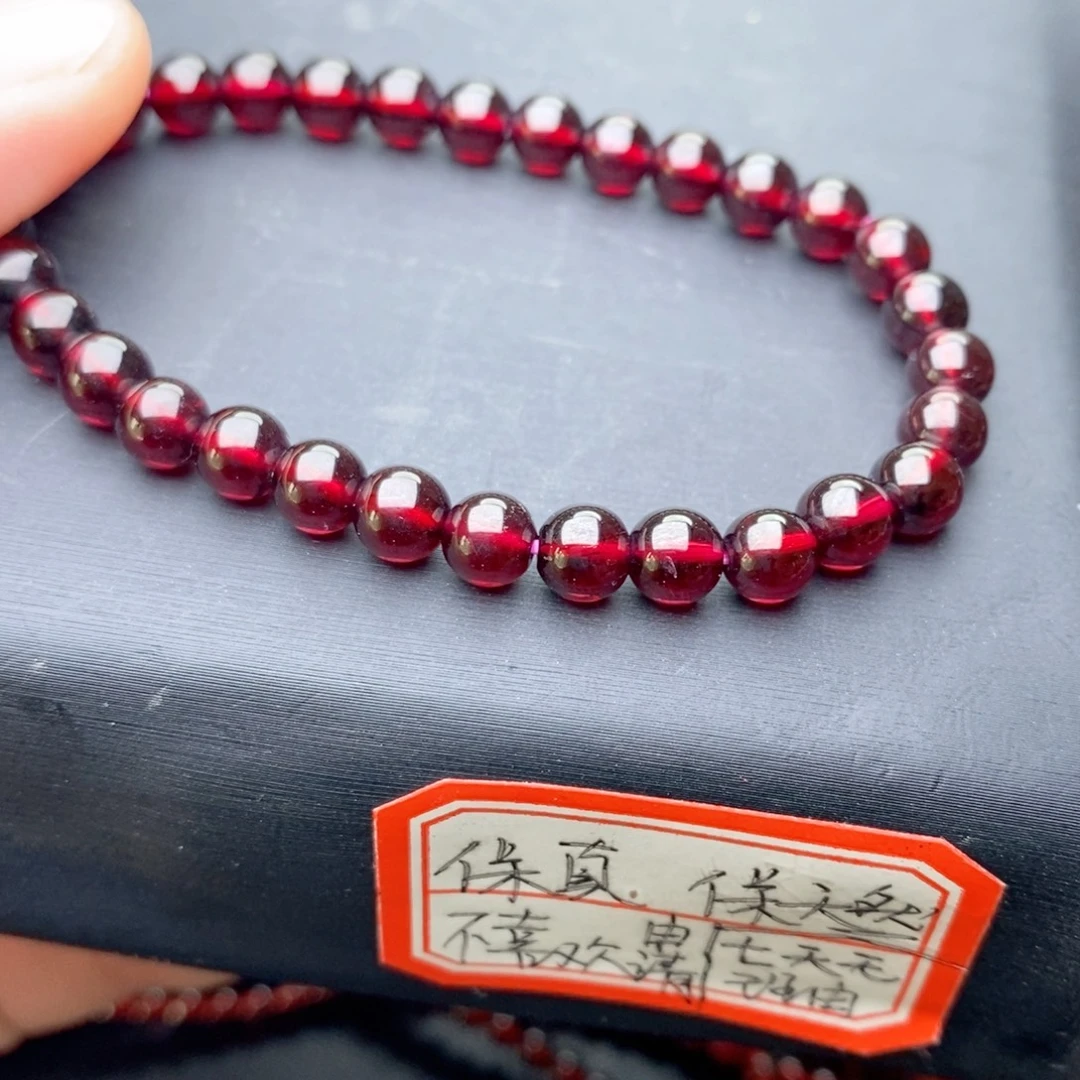 未镶嵌石榴石手链6毫米大漏喜欢完美勿拍
