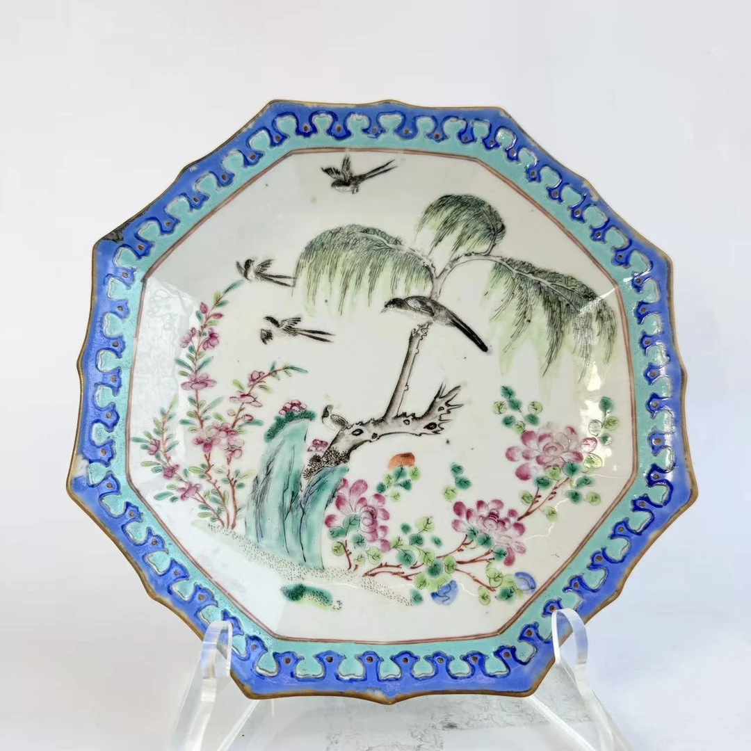 JM147清晚期-粉彩杏林春燕贡盘【古董拍卖】