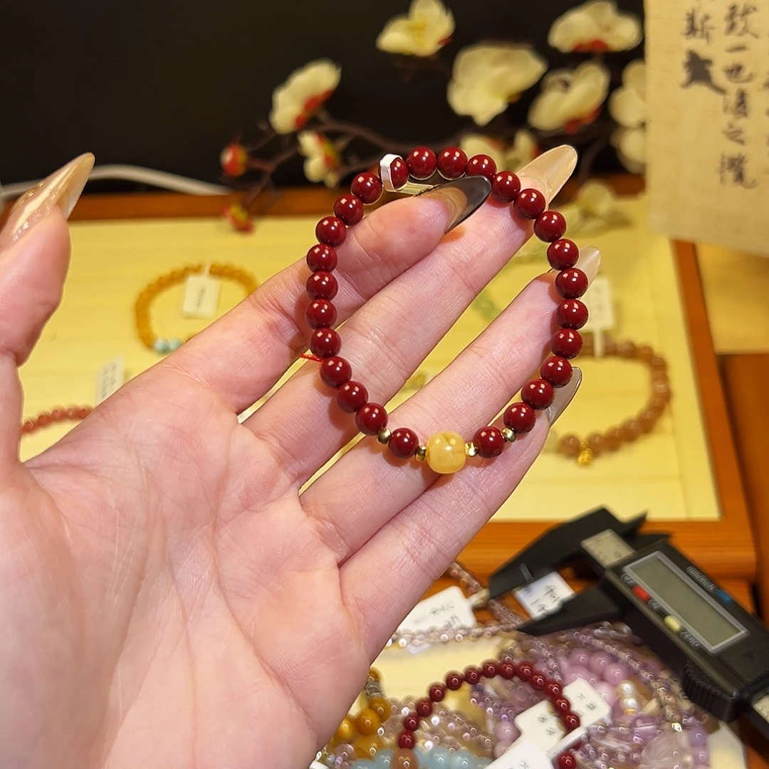 水晶手链银S925镶嵌T-朱砂2070