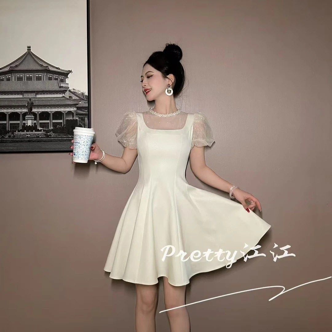 Pretty小众设计师品牌江江定制 法式气质小香风蕾丝连衣裙45158