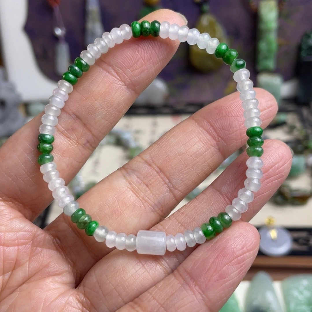 翡翠未镶嵌手链算盘手链