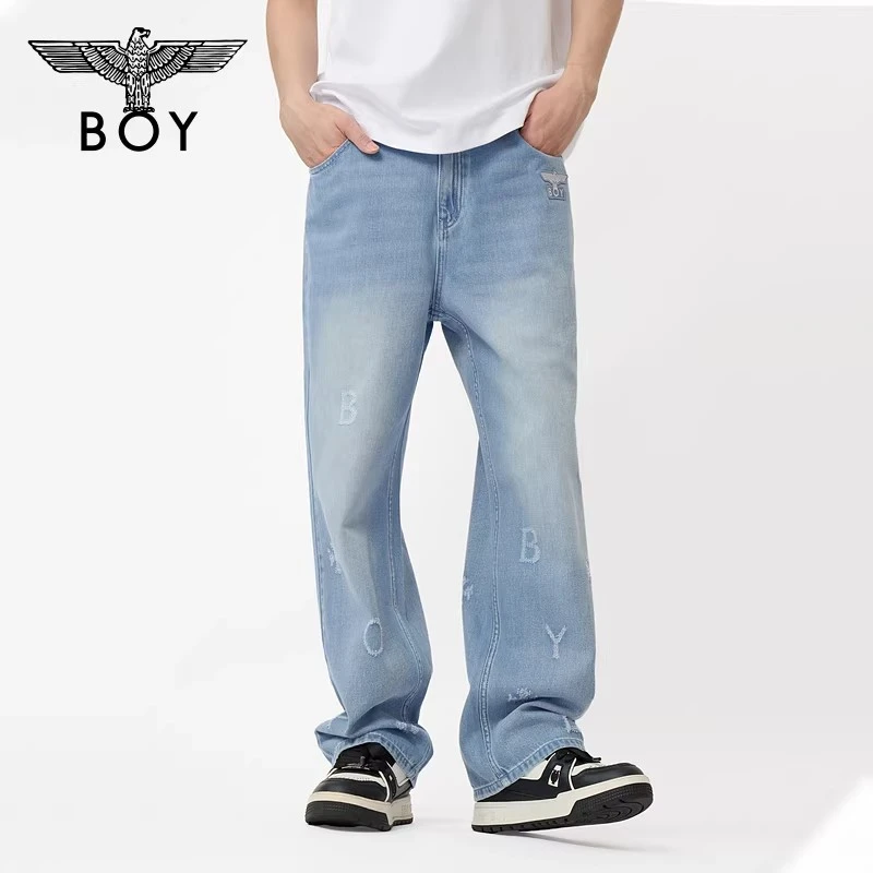 BOYLONDON高街复古直筒牛仔裤2026年春夏新款宽松男女长裤M55002