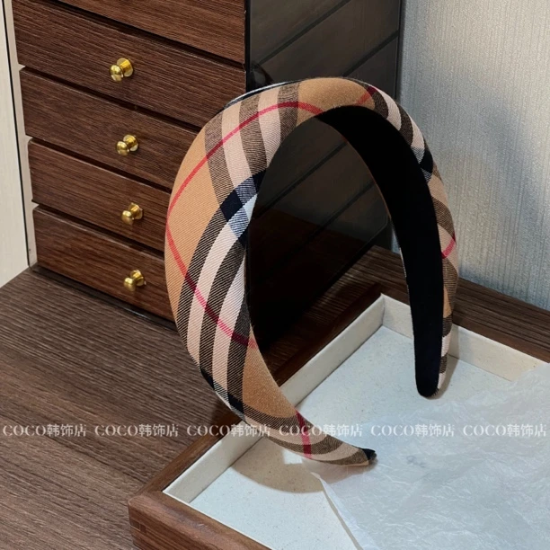 港风复古经典格纹发箍英伦风高颅顶头箍日常简约百搭外出压发卡女