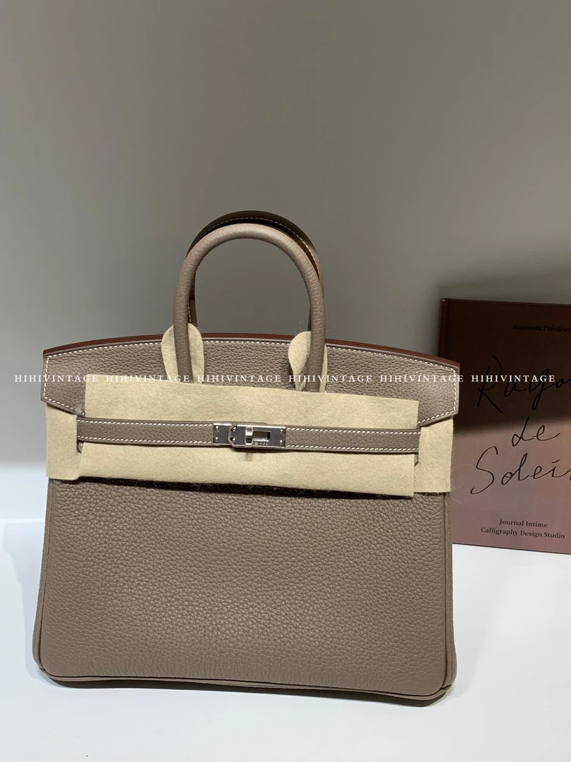 未使用 Hermes/爱马仕 HIHI/大象灰银扣Birkin25 W刻 /一店