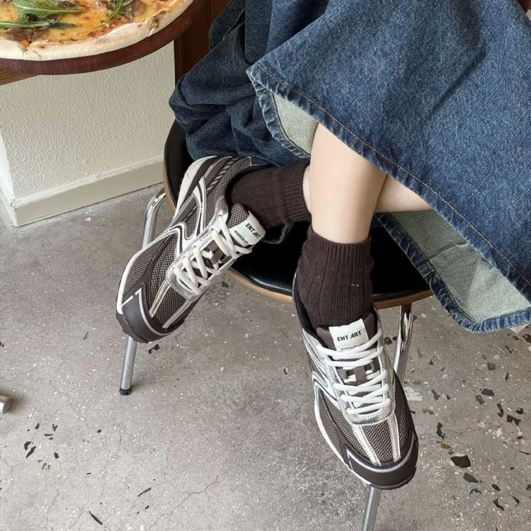 复古赛车鞋女款2025新款秋季网面透气阿甘德训鞋厚底休闲运动鞋子