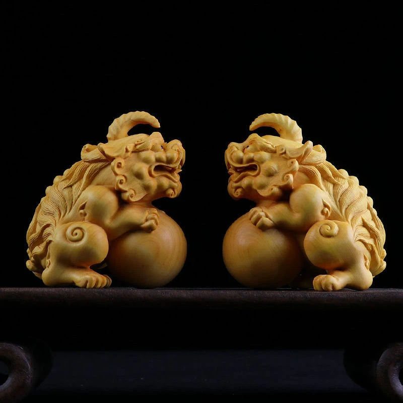黄杨木雕招财貔貅手把玩件家居家用摆件新中式装饰品工艺品实木质
