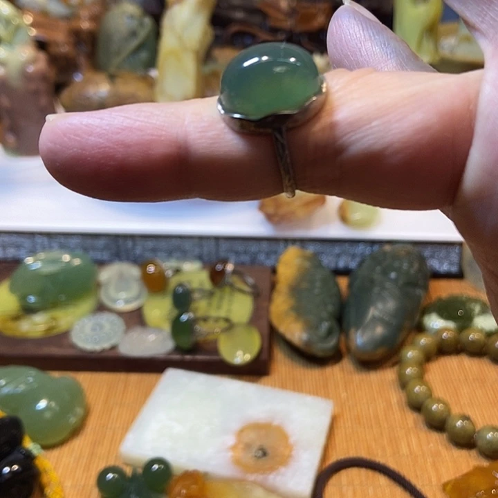 岫玉银S925镶嵌珠宝奇石