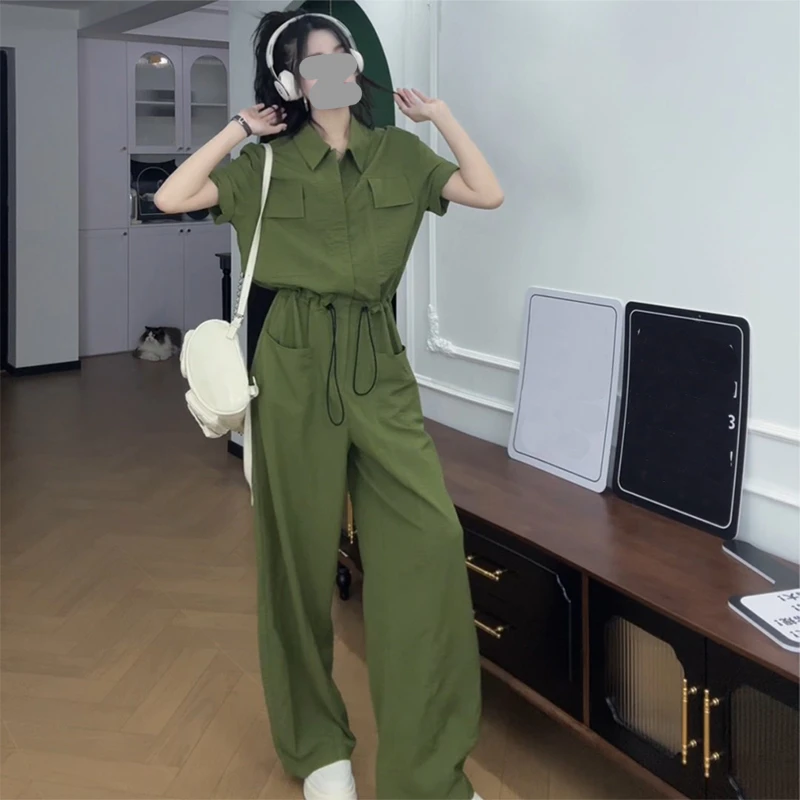 轻熟风高级感工装连体裤2025夏季新款小众女装帅气阔腿显瘦连体裤