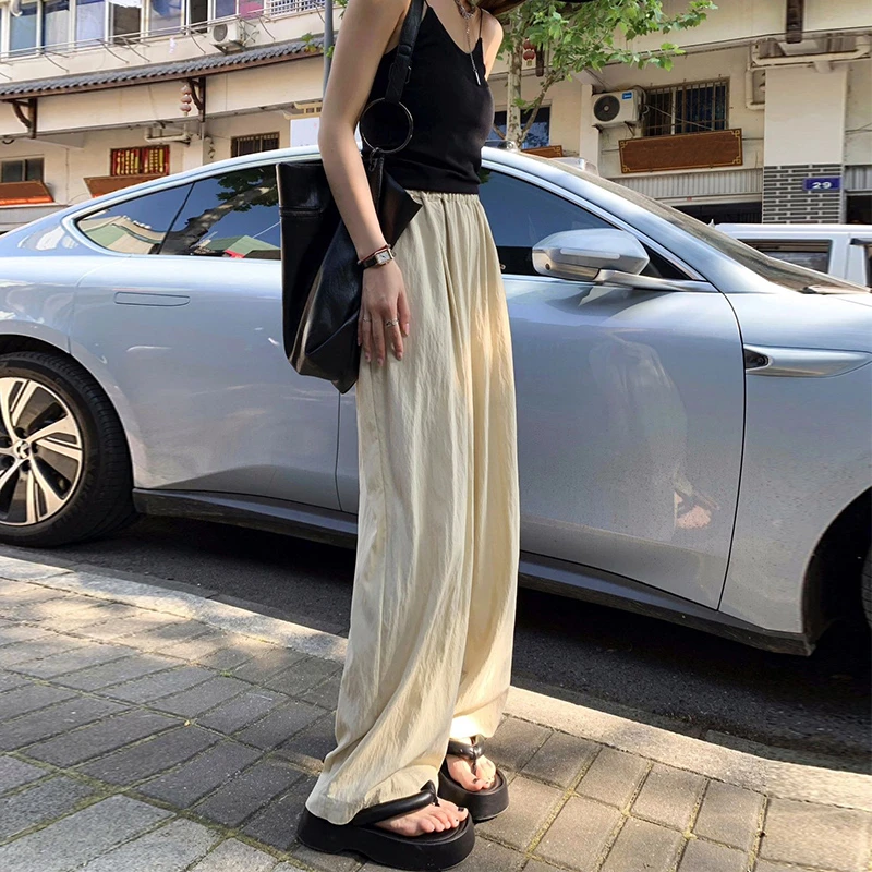冰丝山本裤女夏季薄款2025新款高腰垂感小个子宽松bf慵懒风阔腿裤