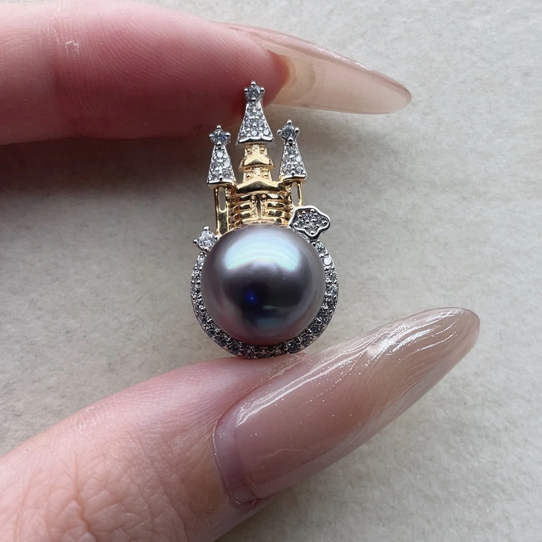 海水珍珠银S925镶嵌吊坠55