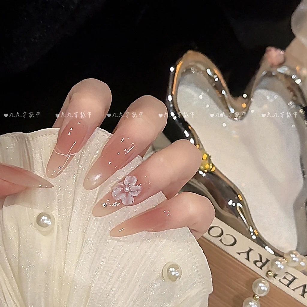 珠帘玉幕 纯手工定制穿戴甲美甲贴片可拆卸假指甲贴10片春夏新款