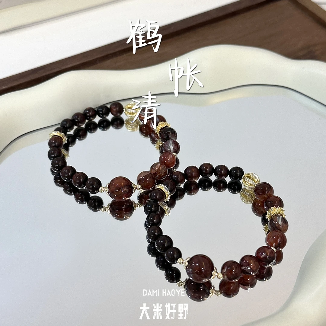 【鹤帐清】DM1735小叶紫檀红胶花手串手链多样性发一