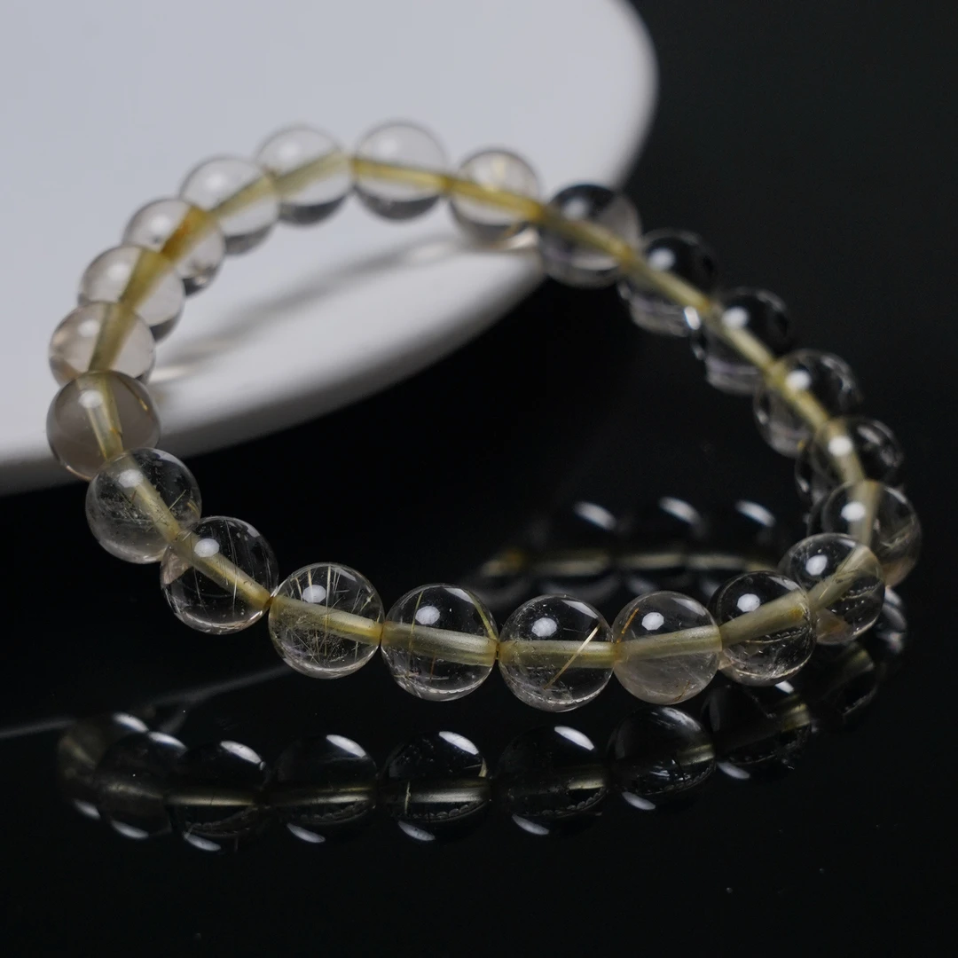 天然金发晶手串手链8m+