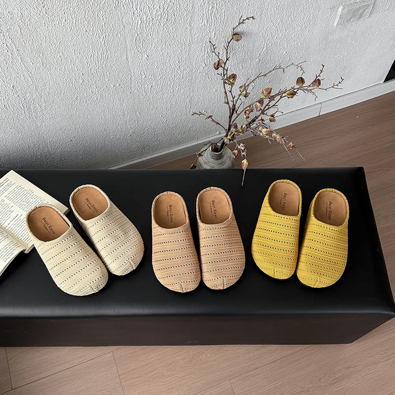 勃肯拖鞋女夏季新款厚底内增高韩系百搭包头半拖鞋编制透气凉拖鞋