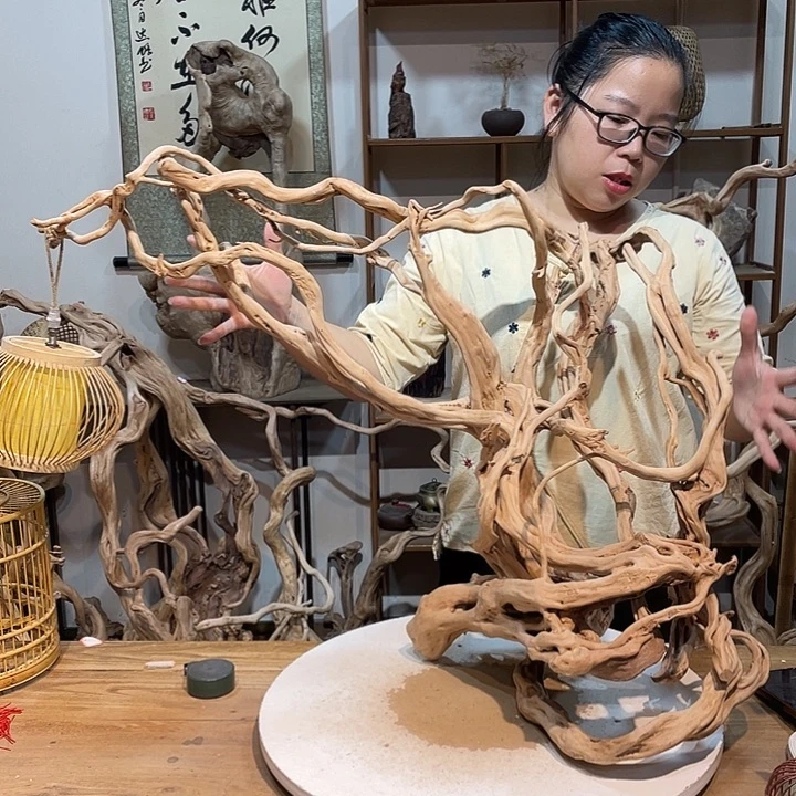 阳***光香榧木杜鹃根根艺摆件