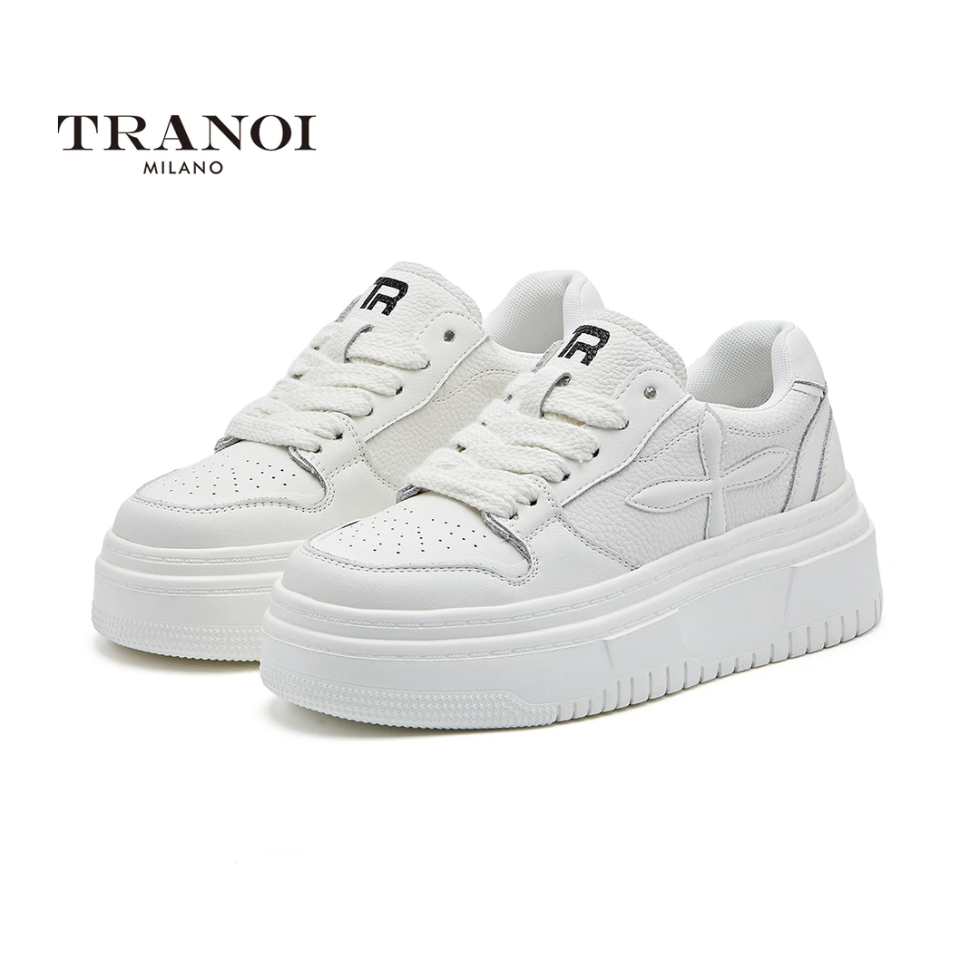 TRANOI/特诺伊夏季新款平底女鞋学院风时尚休闲鞋增高厚底小白鞋