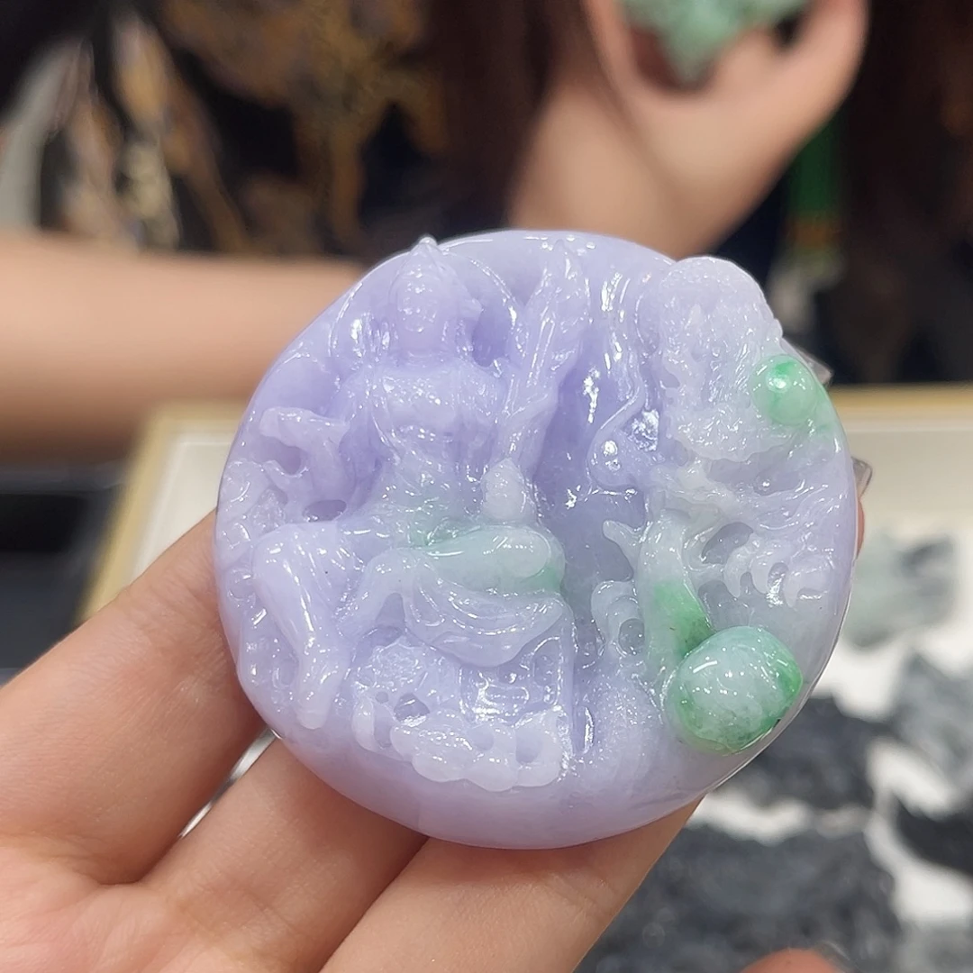 方***圆翡翠裸石待编织圆牌
