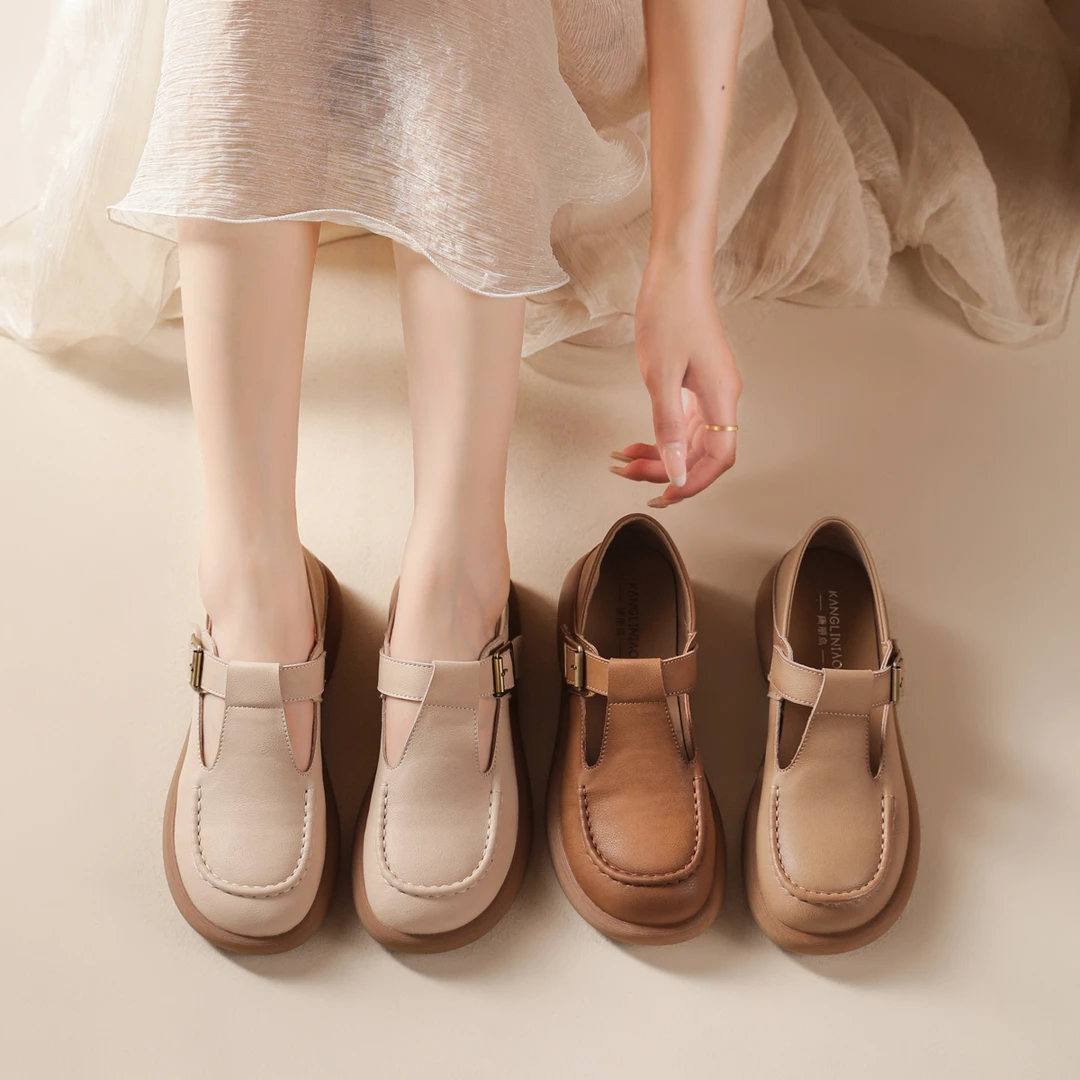 真皮软底舒适镂空洞洞鞋女鞋时尚百搭气质单鞋款2025新款爆款夏季