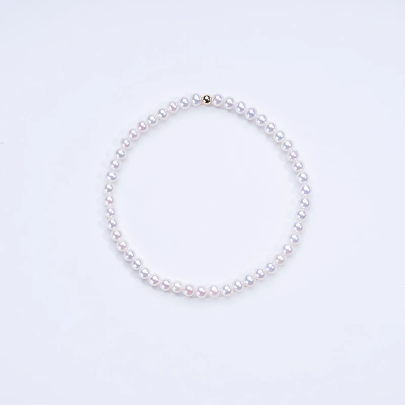 【爱迪生珍珠】G18K金3-4mm白色珍珠手链PB