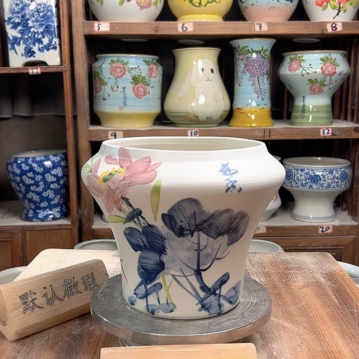 高2018.5青花荷花新款新款新款陶瓷陶瓷