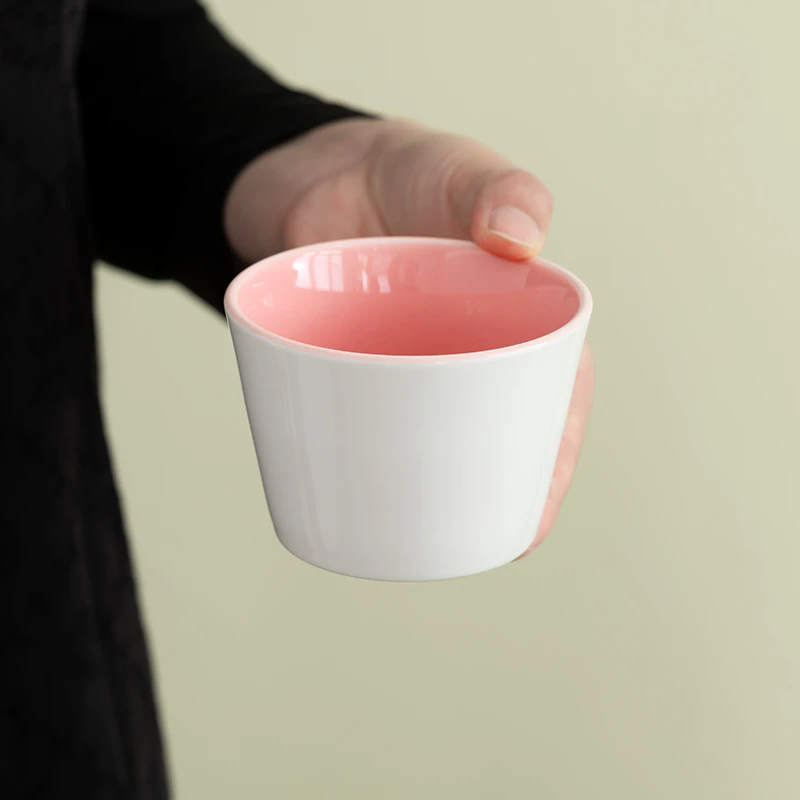 【西瓜红/小奶黄】陶瓷猪口杯子200ml饮料杯咖啡拉花杯大号茶杯酒杯