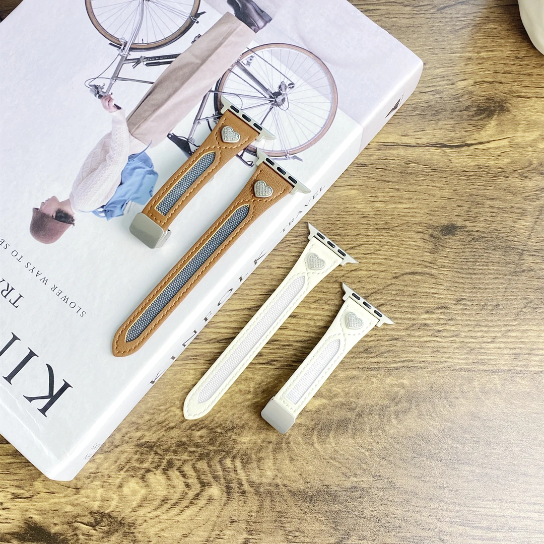 iwatchS10新款爱心镂空磁吸扣真皮表带苹果apple watch手表带S9女