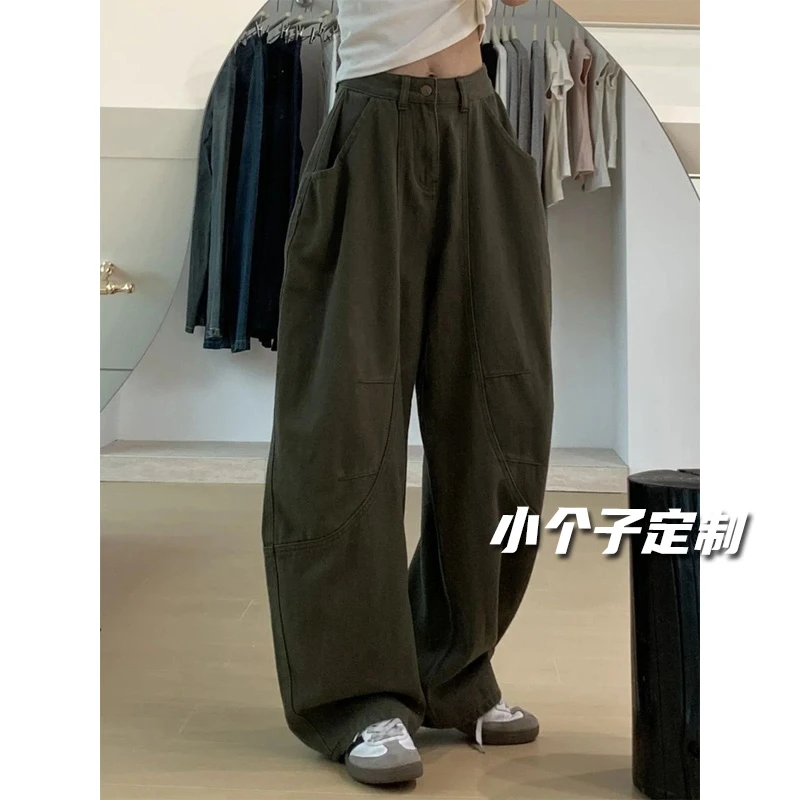 小个子美式高街工装牛仔裤女夏季新款vibe宽松休闲阔腿牛仔裤女款