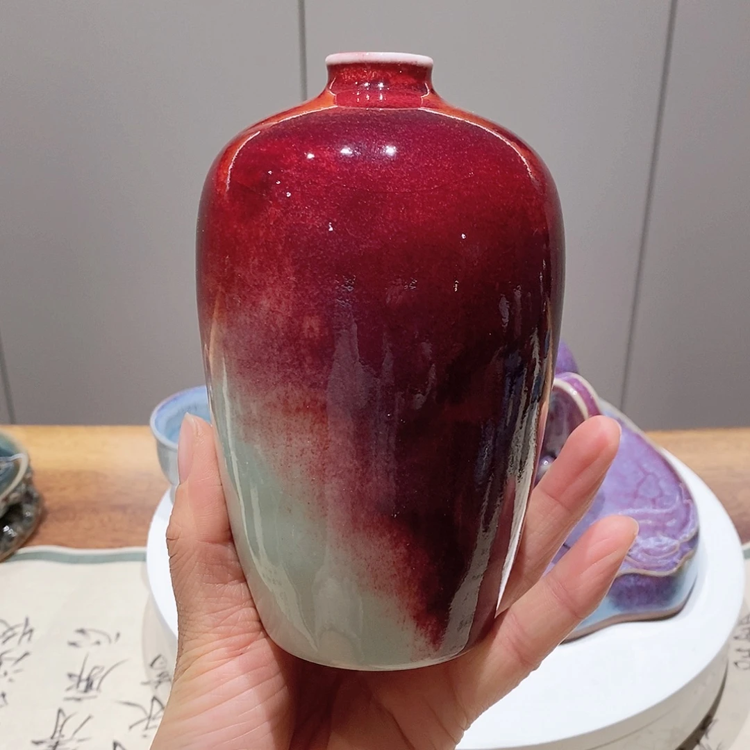 摆件陶手工拉胚唐钧梅瓶