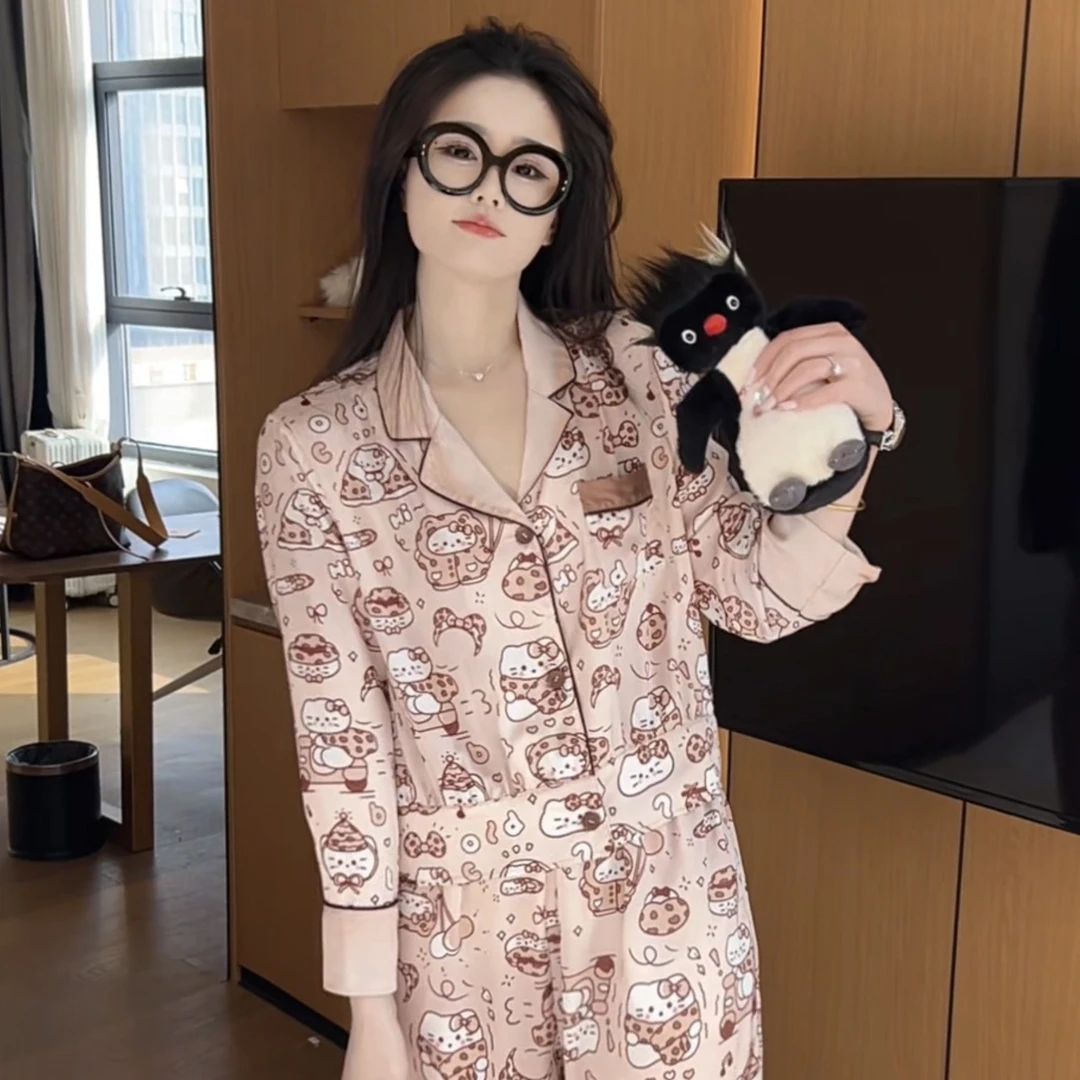 （咖啡猫）春季气质可爱休闲睡衣女柔软长袖家居服可外穿显瘦减龄
