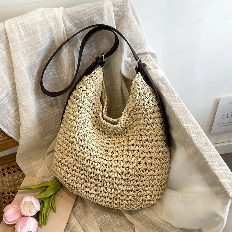 夏季流行爆款草编包包女式2025新款海边沙滩手提单肩包编织斜挎包