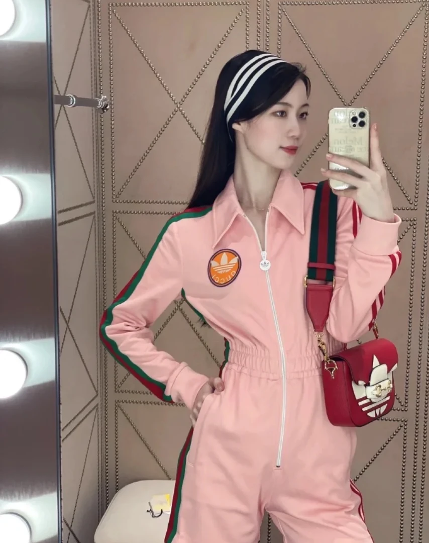 99新 GUCCI/古驰 古驰/Gucci x adidas粉色连体衣 xs码 99新