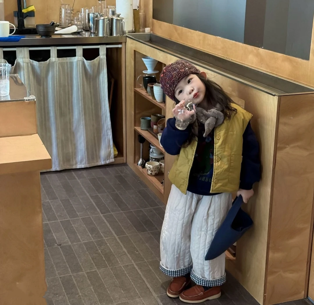 儿童套装洋气双面穿马甲秋冬款男女童宝宝保暖夹棉设计感坎肩外套