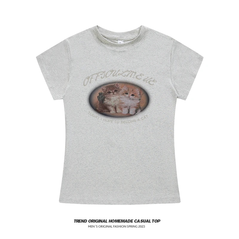 【T恤系列】镜子猫咪高级款 正肩短袖T恤